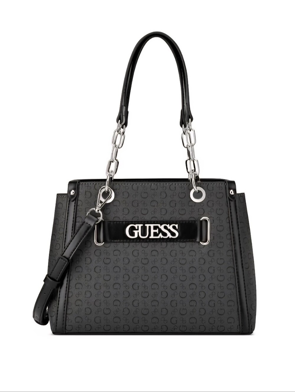 GUESS Black Logo Satchel Bag Dsnics With Detachable Crossbody Strap